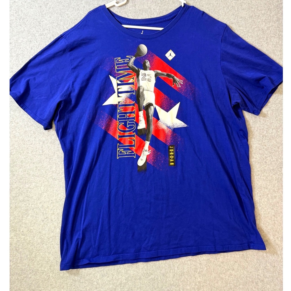 Jordan T Shirt Mens XXL Flight Time Graphic Jumpman Michael Jordan Blue Tee 2XL